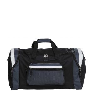 The Catalogue Contrast Gear Sports Bag is a polyester sports bag with multiple compartments. Shoulder strap and handle. 4 colours.