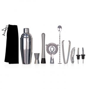 The Catalogue Decadent Cocktail 10 pcs Set is a stainless steel cocktail set. Perfect for a gift or cocktail hour for guests.