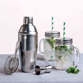 The Catalogue Decadent Cocktail 10 pcs Set is a stainless steel cocktail set. Perfect for a gift or cocktail hour for guests.