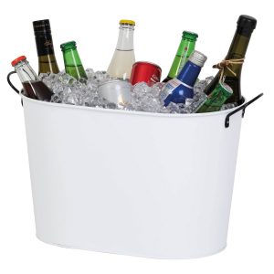 The Catalogue Event Ice Bucket is a steel bucket with a leak-proof inner. Steel carry handles. Available in White/Black.