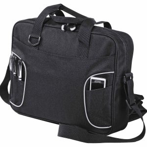 express-conference-satchel The Catalogue Express Conference Satchel is a polyester satchel. Multiple pockets. Fits a 15" laptop. Available in Black.