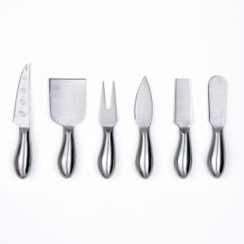 The Catalogue Formaggio Cheese Knife 6 pcs Set is a stainless steel, cheese knife set. Includes a fork and multiple knives.