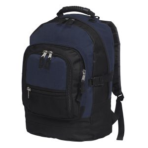 The Catalogue Fugitive Backpack is a polyester backpack. Multiple compartments. Rubber handle and padded shoulder straps. 3 colours.