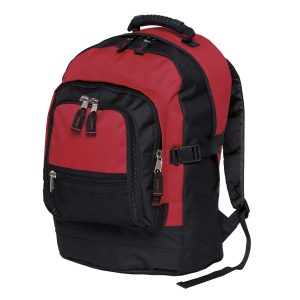 The Catalogue Fugitive Backpack is a polyester backpack. Multiple compartments. Rubber handle and padded shoulder straps. 3 colours.