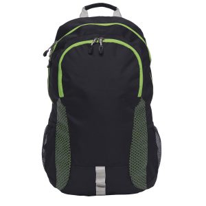The Catalogue Grommet Backpack is a polyester backpack with multiple compartments. Padded shoulder straps and grab handle.