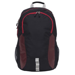 The Catalogue Grommet Backpack is a polyester backpack with multiple compartments. Padded shoulder straps and grab handle.
