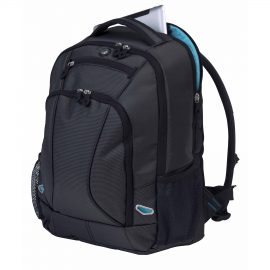 The Catalogue Identity Compu Backpack is a two tone, nylon backpack. Multiple compartments. Mesh bottle pockets. Available in Charcoal.