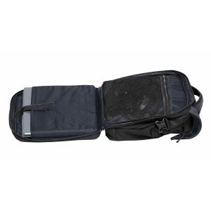 The Catalogue Intern Brief Bag is a polyester bag with multiple compartments. Flap closure with zippered pocket. Mesh bottle pocket.