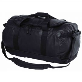 The Catalogue Marine Sports Bag is a water resistant, polyester tarpaulin bag. Multiple compartments. Rubber and velcro wrap handles.