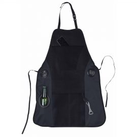 The Catalogue Master Grill Music Apron is a polyester apron with built-in speakers. Detachable bottle opener. Multiple pockets.