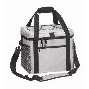 The Catalogue Nautical Cooler is a polyester cooler bag. Mesh pockets. Thermal insulation. Shoulder strap and carry handle.