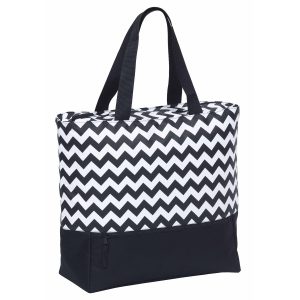 The Catalogue Oasis Cooler Tote is a polyester cooler bag with chevron print. Leak-proof lining. Available in 2 colours.