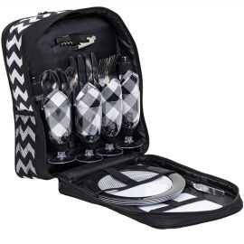 The Catalogue Oasis Family Picnic Set is a 4 person picnic set in a polyester bag. Includes cutlery, plates, glasses and more.
