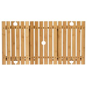 The Catalogue Ombrello Tavolo Table is an alfresco, foldable bamboo table with wine glass holders. Pack away into the included carry bag.