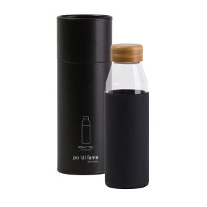 The Catalogue Orbit Glass Bottle is a 500ml glass bottle with a bamboo lid. BPA free. Available in 7 colours.