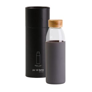 The Catalogue Orbit Glass Bottle is a 500ml glass bottle with a bamboo lid. BPA free. Available in 7 colours.