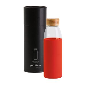 The Catalogue Orbit Glass Bottle is a 500ml glass bottle with a bamboo lid. BPA free. Available in 7 colours.