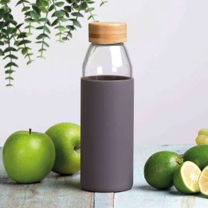 The Catalogue Orbit Glass Bottle is a 500ml glass bottle with a bamboo lid. BPA free. Available in 7 colours.