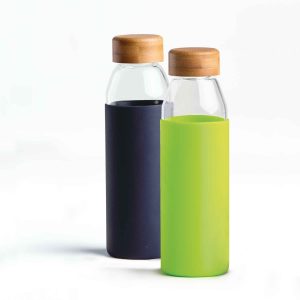 The Catalogue Orbit Glass Bottle is a 500ml glass bottle with a bamboo lid. BPA free. Available in 7 colours.
