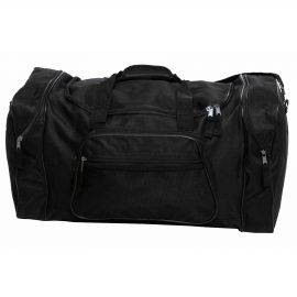 The Catalogue Plain Sports Bag is a polyester sports bag with multiple pockets. Carry handle and adjustable padded shoulder strap.
