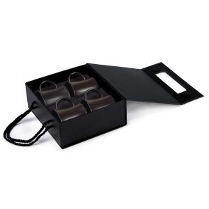The Catalogue Quartetto Espresso Set is a set of 4 ceramic espresso cups. Matt Black finish. Holds 110ml of liquid.