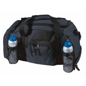 road-trip-sports-bag-charcoal_black The Catalogue Road Trip Sports Bag is a polyester sports bag with multiple compartments. Twin mesh drink carriers. Available in 2 colours.