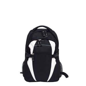 The Catalogue Spliced Zenith Backpack is a polyester backpack has multiple pockets. Rubber headphone port. Available in 15 colours.