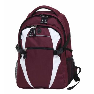 The Catalogue Spliced Zenith Backpack is a polyester backpack has multiple pockets. Rubber headphone port. Available in 15 colours.