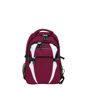 The Catalogue Spliced Zenith Backpack is a polyester backpack has multiple pockets. Rubber headphone port. Available in 15 colours.