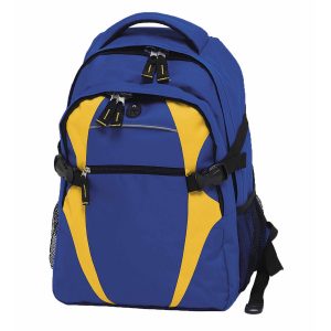 The Catalogue Spliced Zenith Backpack is a polyester backpack has multiple pockets. Rubber headphone port. Available in 15 colours.