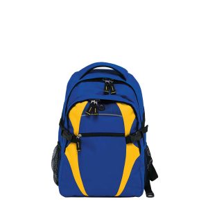 The Catalogue Spliced Zenith Backpack is a polyester backpack has multiple pockets. Rubber headphone port. Available in 15 colours.