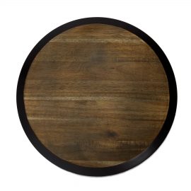 The Catalogue Squisito Lazy Susan is an acacia hardwood lazy Susan. 18-inch circular, rotating board. Chalkboard rim for labelling.