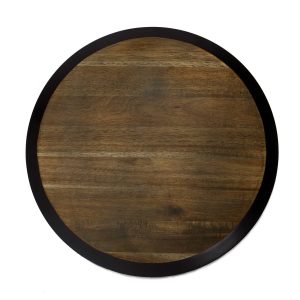 The Catalogue Squisito Lazy Susan is an acacia hardwood lazy Susan. 18-inch circular, rotating board. Chalkboard rim for labelling.