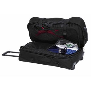 The Catalogue Terminal Travel Bag is a heavy duty polyester bag with wheels and handle. Multiple compartments. Available in Black.