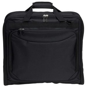 The Catalogue Transporter Garment Bag is a polyester bag with an interior hanger bracket. Multiple pouches and pockets.