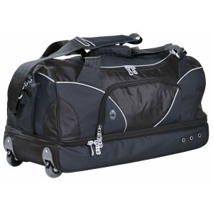 turbulence-travel-bag-black_charcoal The Catalogue Turbulence Travel Bag is a polyester bag with wheels and multiple compartments. Available in Black/Charcoal.