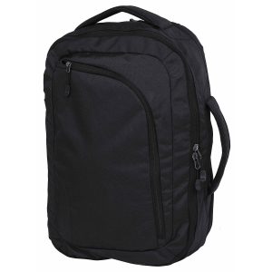 The Catalogue Urban Compu Brief Bag is a polyester bag with multiple compartments. Backpack straps and carry handles.