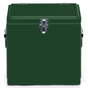 The Catalogue Vintage Cooler Box is an iron outer cool box with a leak proof, insulated liner. Side carry handles. Available in 5 colours.