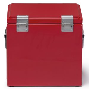 The Catalogue Vintage Cooler Box is an iron outer cool box with a leak proof, insulated liner. Side carry handles. Available in 5 colours.