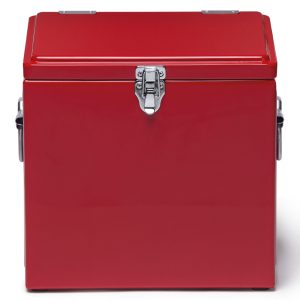 The Catalogue Vintage Cooler Box is an iron outer cool box with a leak proof, insulated liner. Side carry handles. Available in 5 colours.