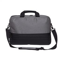 The Catalogue Wired Brief Bag is a polyester, water resistant bag. Integrated cable for charging a device. Available in Grey Melange/Black.