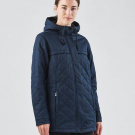 The Stormtech Women's Bushwick Quilted Jacket is a quilted polyfill jacket with a snap closure. Multiple pockets. Available in 3 colours.