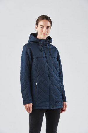 The Stormtech Women's Bushwick Quilted Jacket is a quilted polyfill jacket with a snap closure. Multiple pockets. Available in 3 colours.