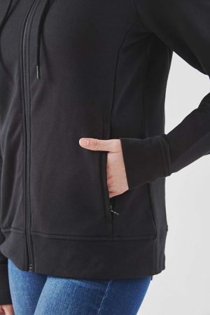 The Stormtech Women's Dockyard Performance F/Z Hoody is a cotton/poly blend zip hoody with pockets. Available in 2 colours. Sizes XS - 3XL.