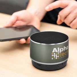 The TRENDS Oracle Bluetooth Speaker is a stylish 3W, metal Bluetooth speaker.  In Gunmetal or Silver.  Engraving or colour branding available.