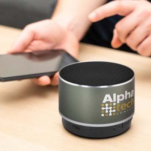 The TRENDS Oracle Bluetooth Speaker is a stylish 3W, metal Bluetooth speaker.  In Gunmetal or Silver.  Engraving or colour branding available.