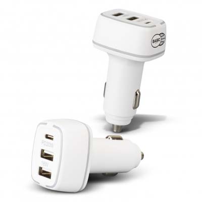 The TRENDS Photon Car Charger is an essential fast car charger with 3 charging points.  Branding available.  Great promo products for your clients or staff travels.