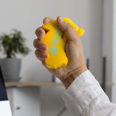 The TRENDS Stress Australia is a squeezable stress reliever.  Shape of Australia.  Yellow.  Ready to be branded with 1 colour or full colour print.