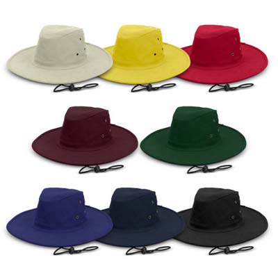The TRENDS Austral Wide Brim Hat is a cotton twill, classic wide brim hat. UPF50. 8 colours. Full Colour transfer available for your logo branding.