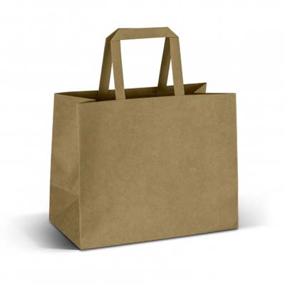 The TRENDS Medium Flat Handle Paper Bag is made from 180gsm FSC-certified materials.  Flat Handles.  Reinforced base.  3 colours available.